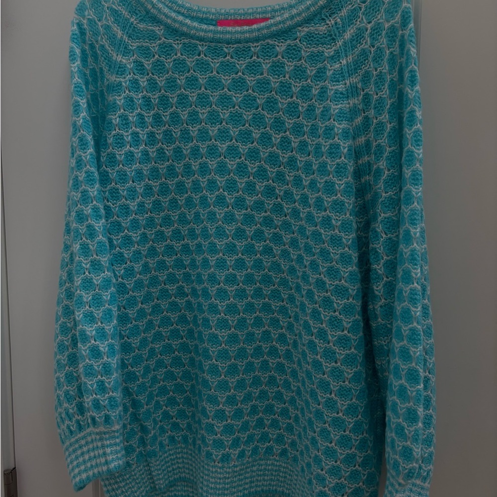 Lilly Pulitzer Turquoise and White Sweater
